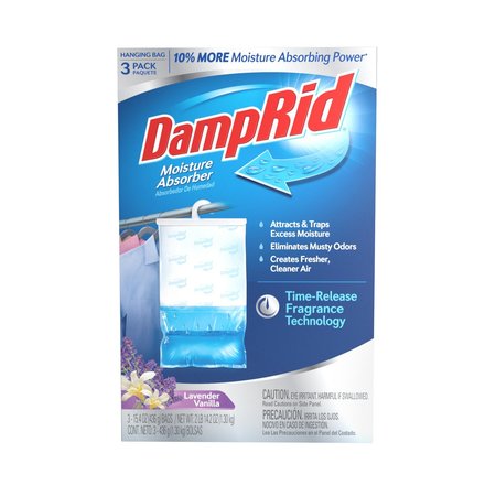 DAMPRID Hanging Moisture Absorber Lavender Vanilla Scent 15.4 oz , 3PK FG83LVSB